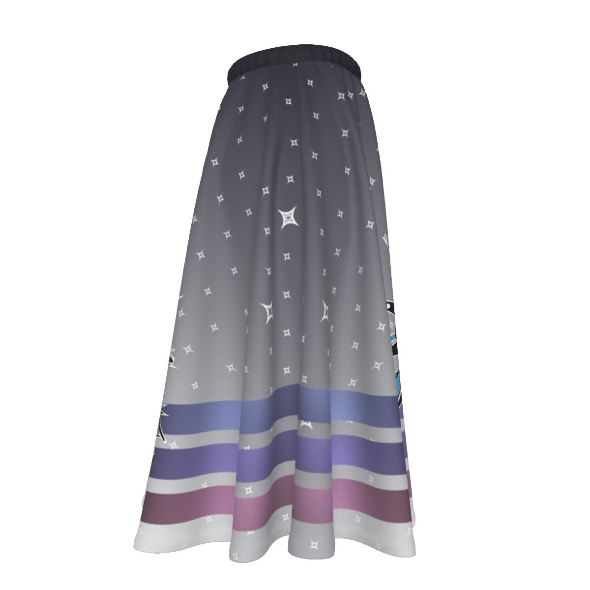 Grey Sky Horse Women's Long Maxi-print-on-demand Skirt With Pockets