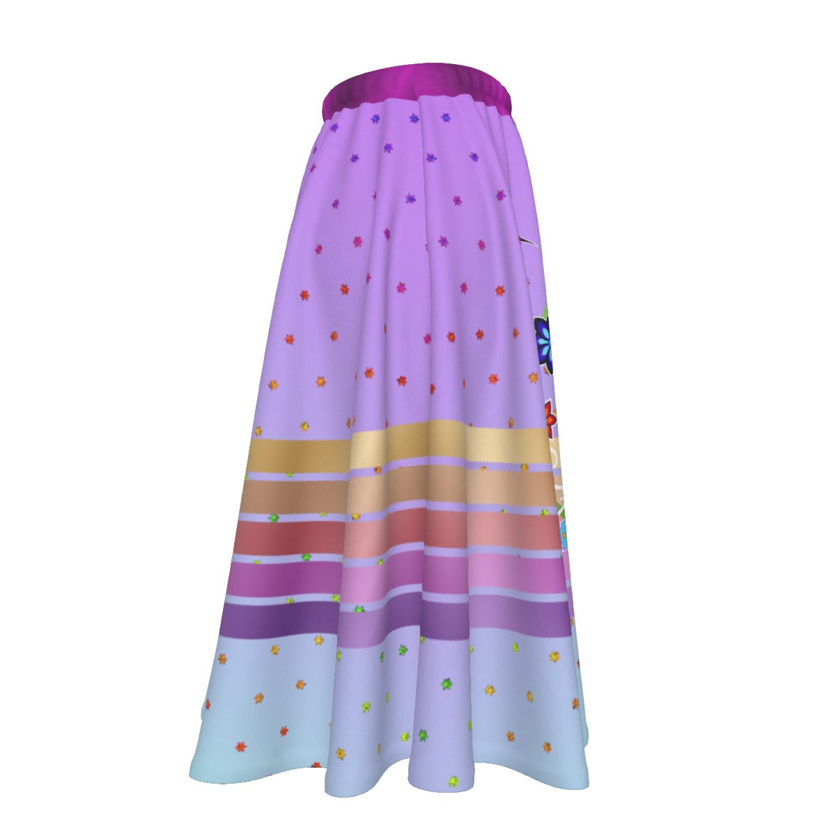 Floral Spark Women's Long Maxi Skirt With Pockets