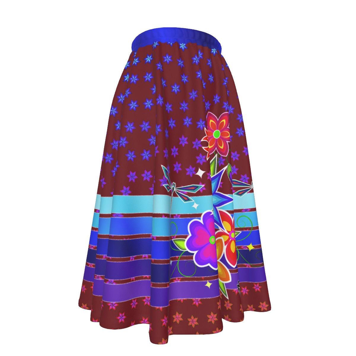 Floral Ribbon Women's Long Maxi Skirt With Pockets