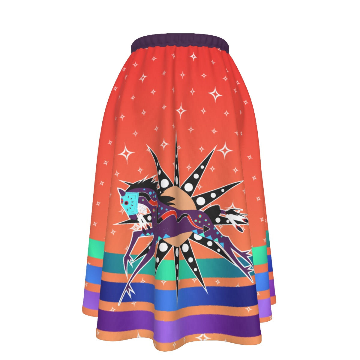 Grey Sky Horse Women's Long Maxi-print-on-demand Skirt With Pockets