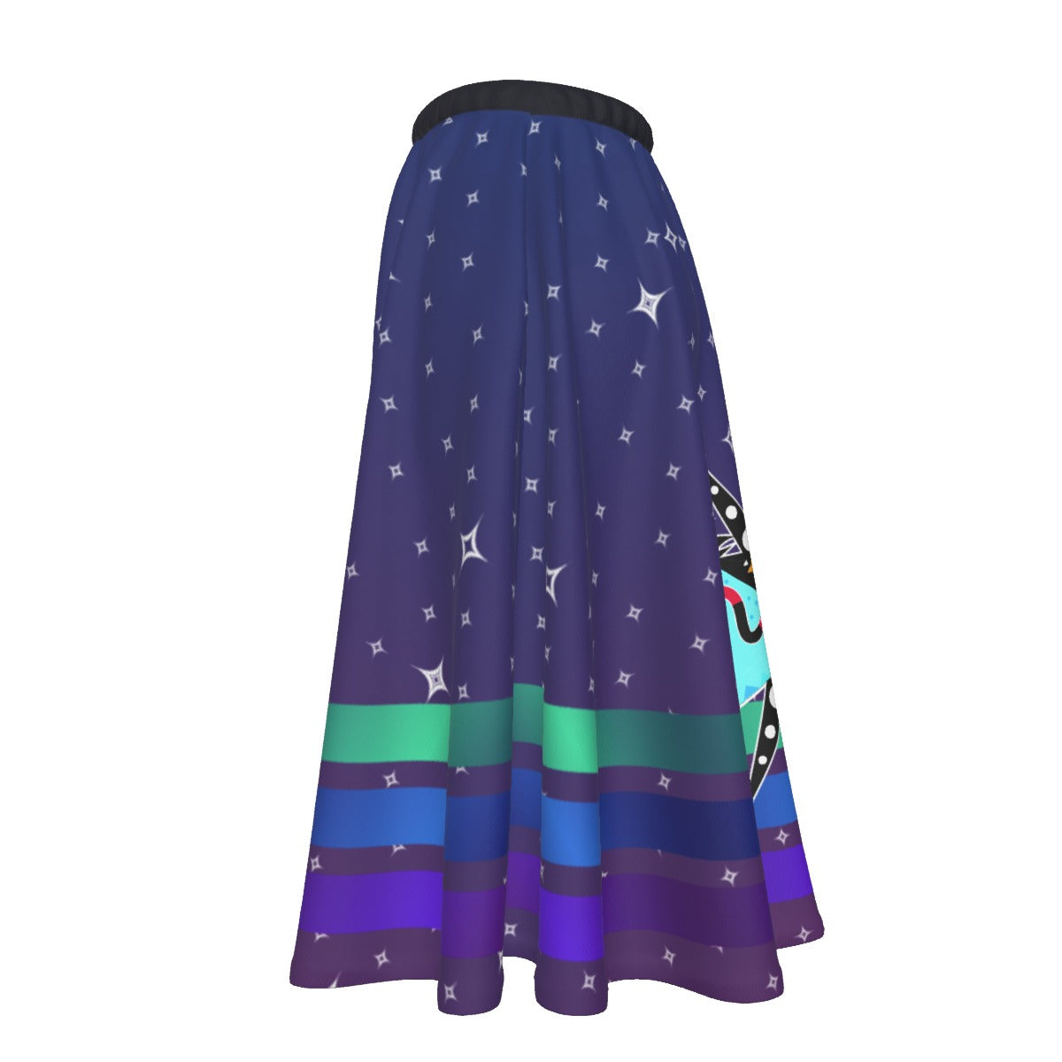 Grey Sky Horse Women's Long Maxi-print-on-demand Skirt With Pockets