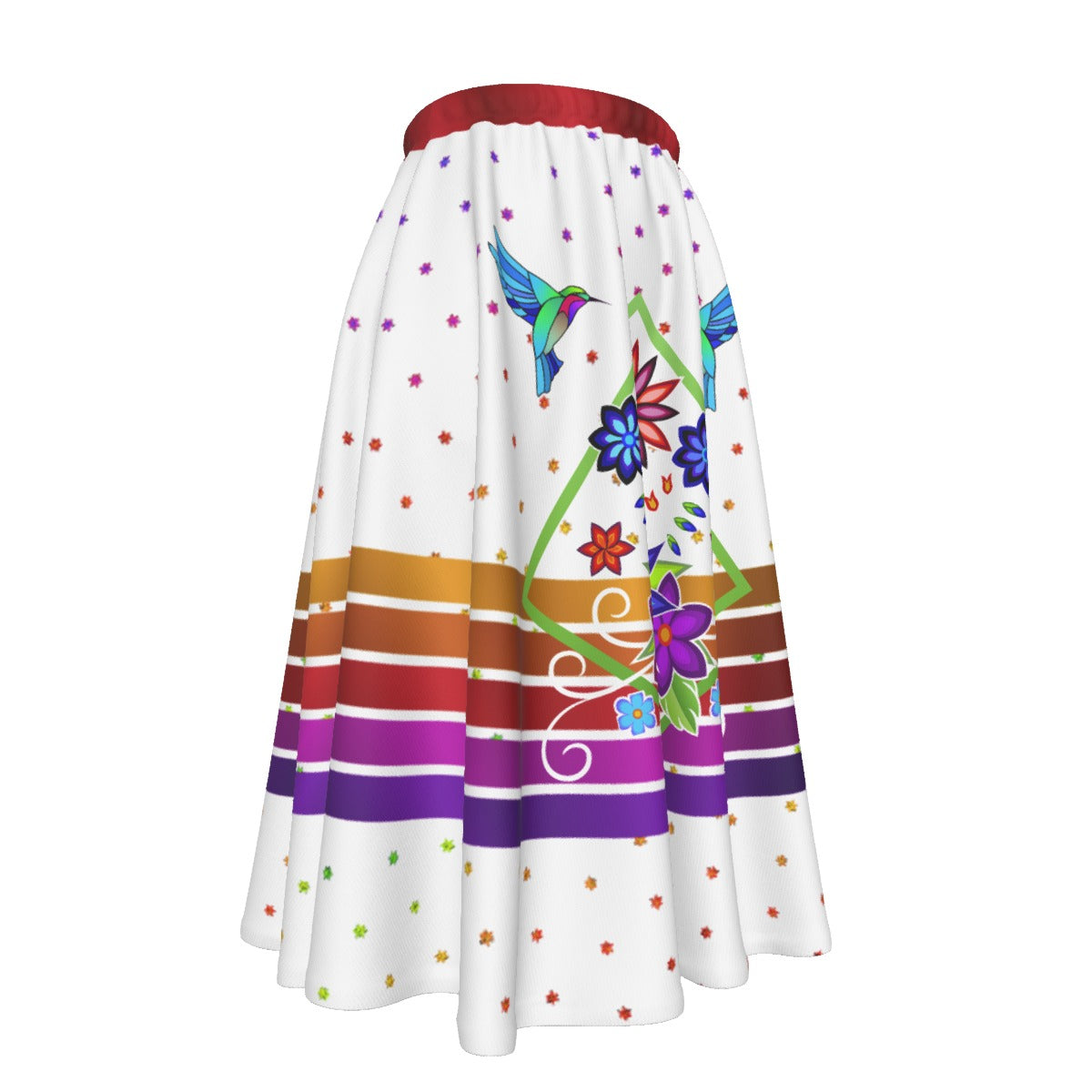 Floral Spark Women's Long Maxi Skirt With Pockets