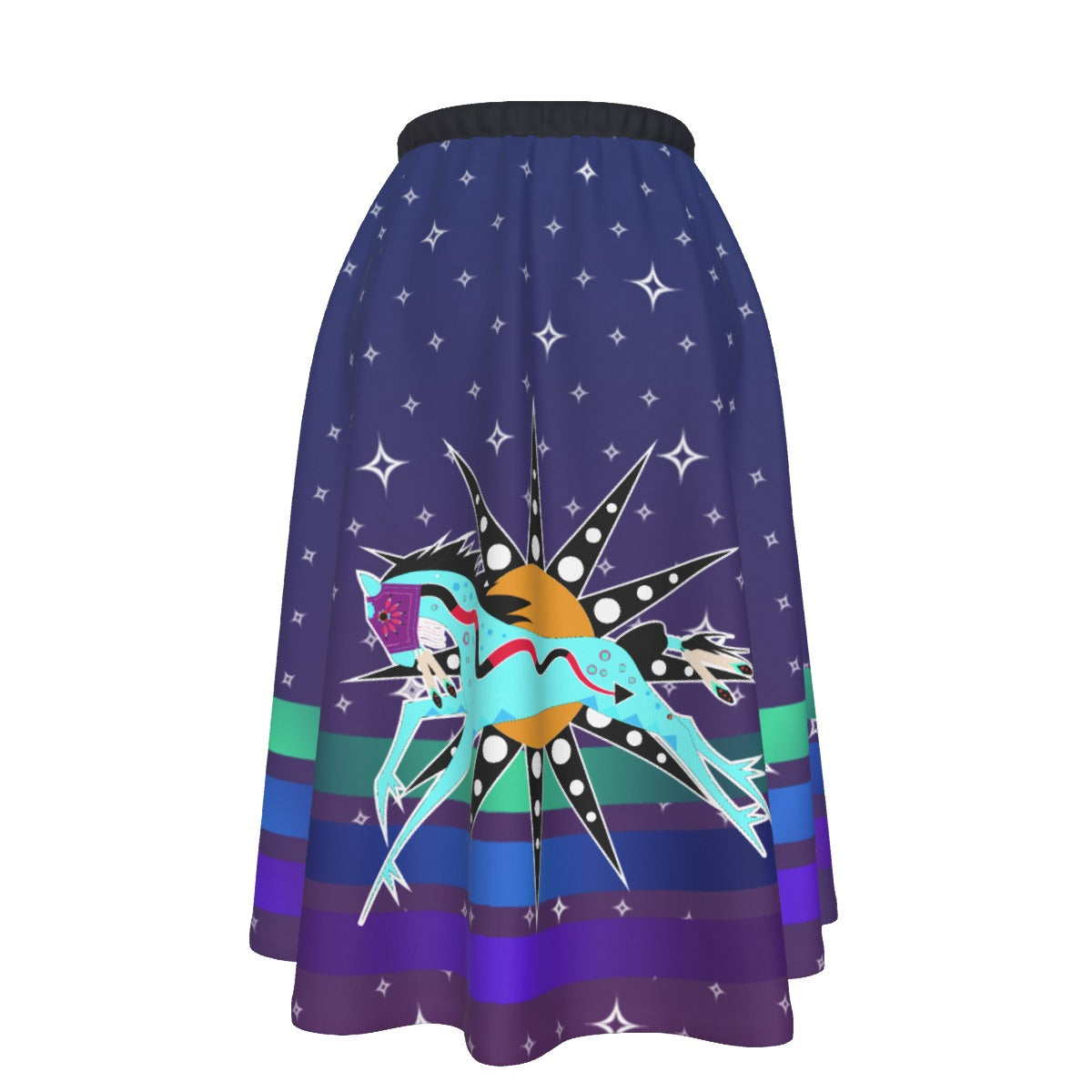 Grey Sky Horse Women's Long Maxi-print-on-demand Skirt With Pockets