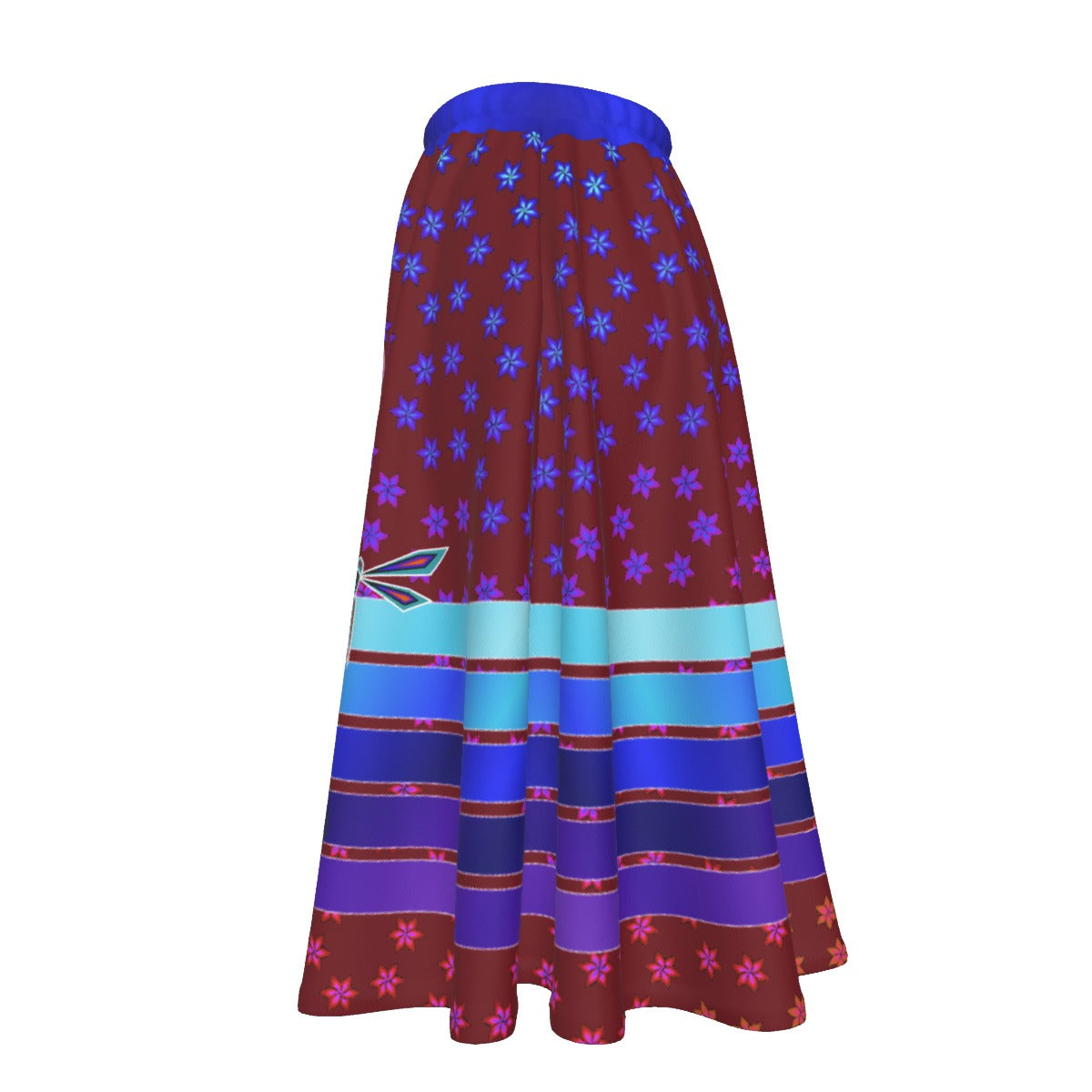 Floral Ribbon Women's Long Maxi Skirt With Pockets