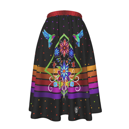 Floral Spark Women's Long Maxi Skirt With Pockets