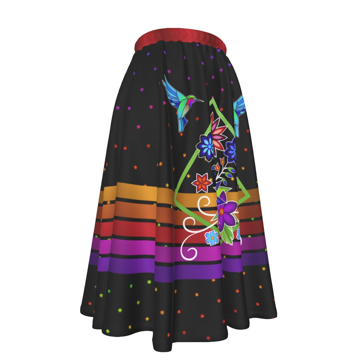 Floral Spark Women's Long Maxi Skirt With Pockets