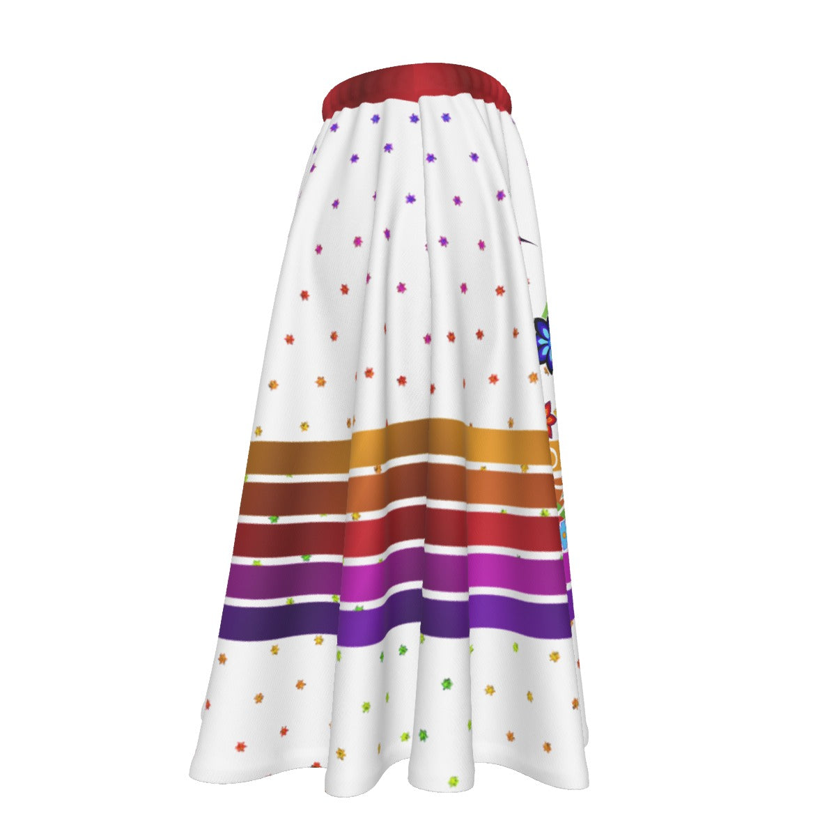 Floral Spark Women's Long Maxi Skirt With Pockets