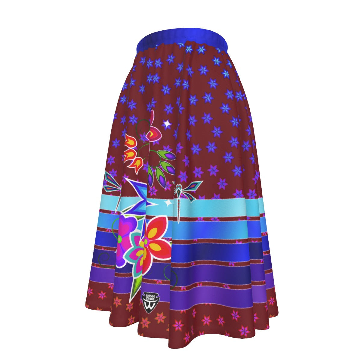 Floral Ribbon Women's Long Maxi Skirt With Pockets