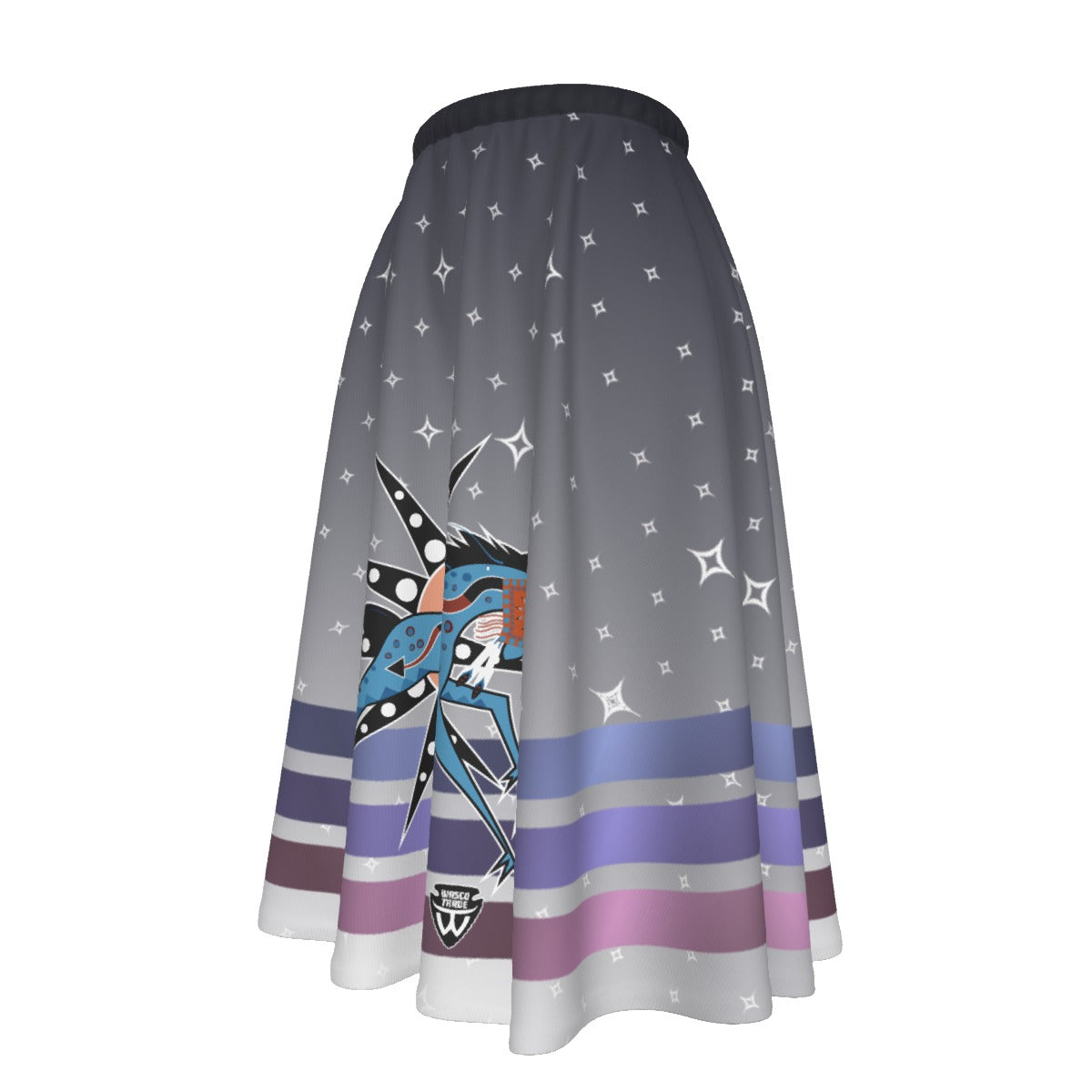Grey Sky Horse Women's Long Maxi-print-on-demand Skirt With Pockets