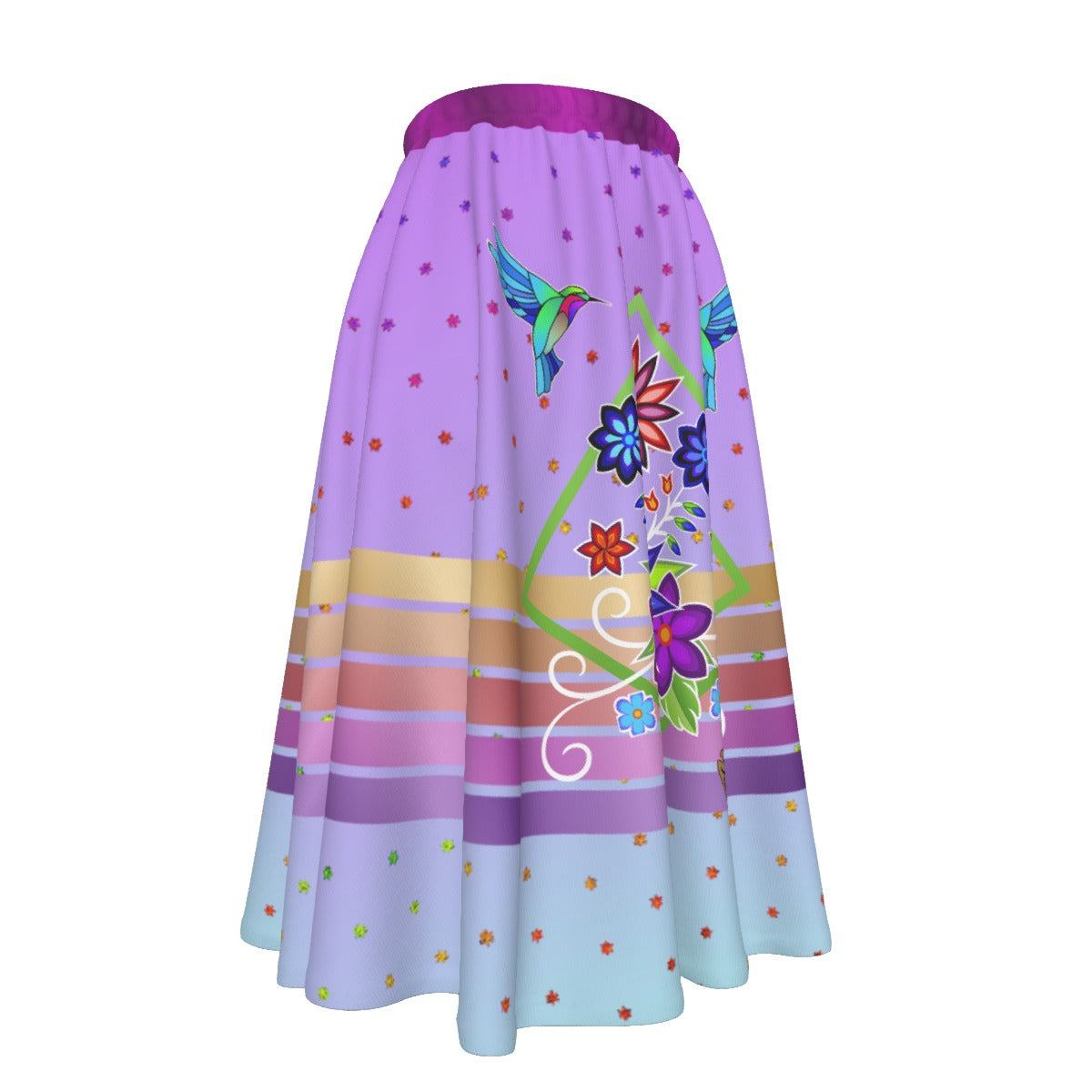 Floral Spark Women's Long Maxi Skirt With Pockets