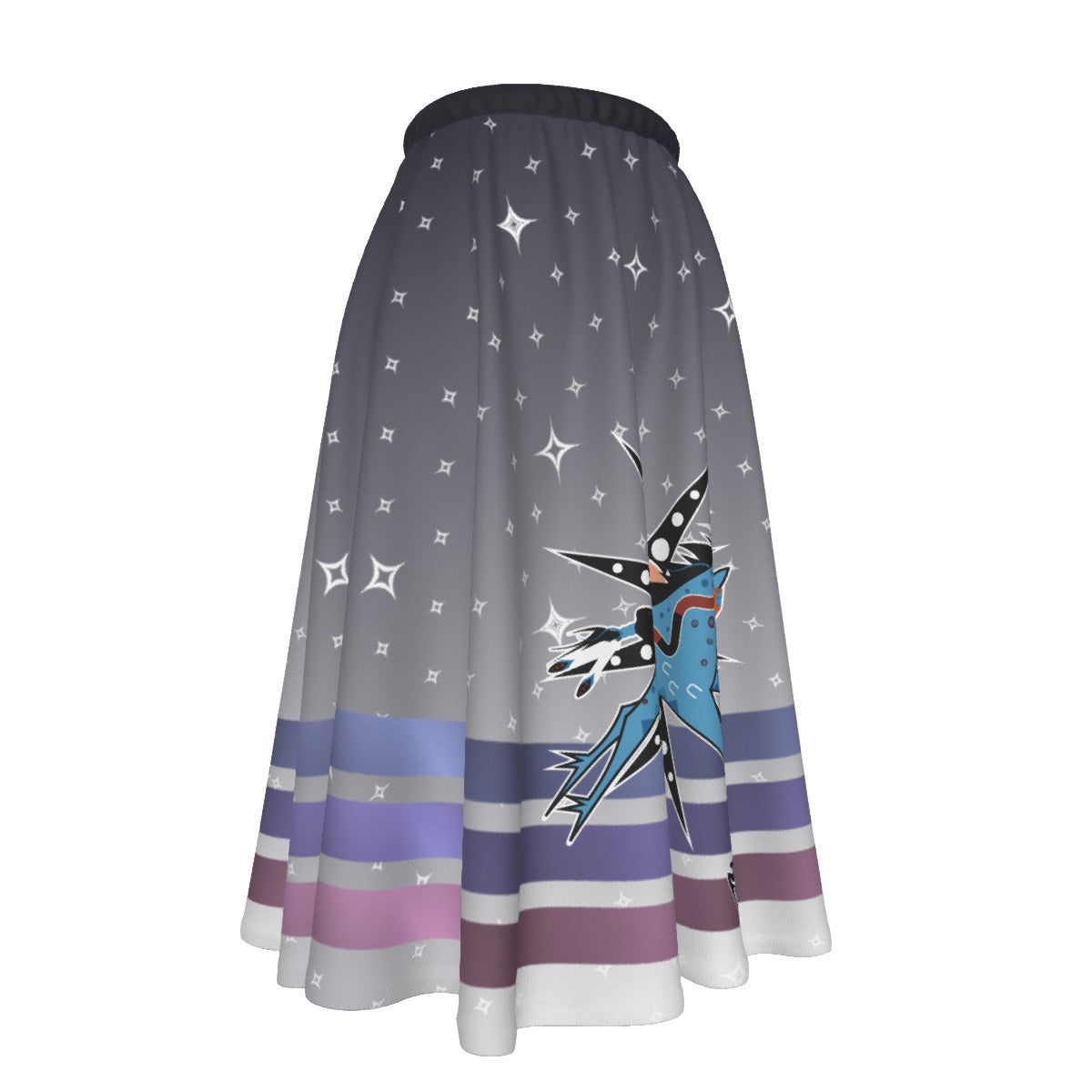 Grey Sky Horse Women's Long Maxi-print-on-demand Skirt With Pockets