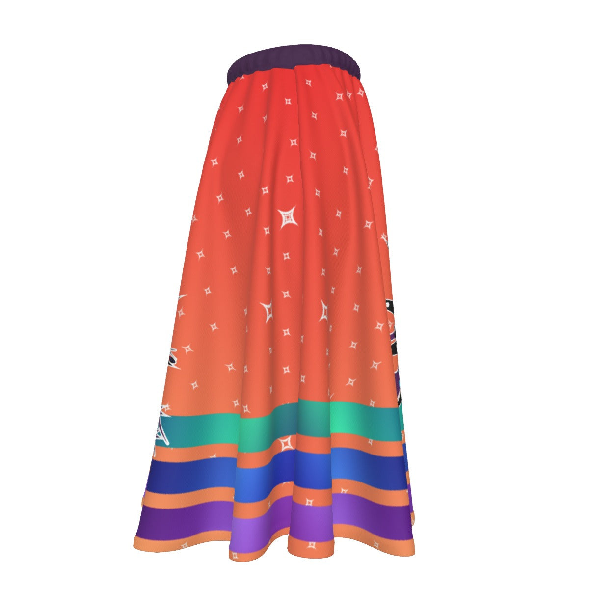 Grey Sky Horse Women's Long Maxi-print-on-demand Skirt With Pockets