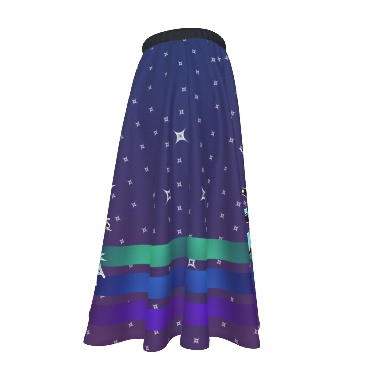 Grey Sky Horse Women's Long Maxi-print-on-demand Skirt With Pockets