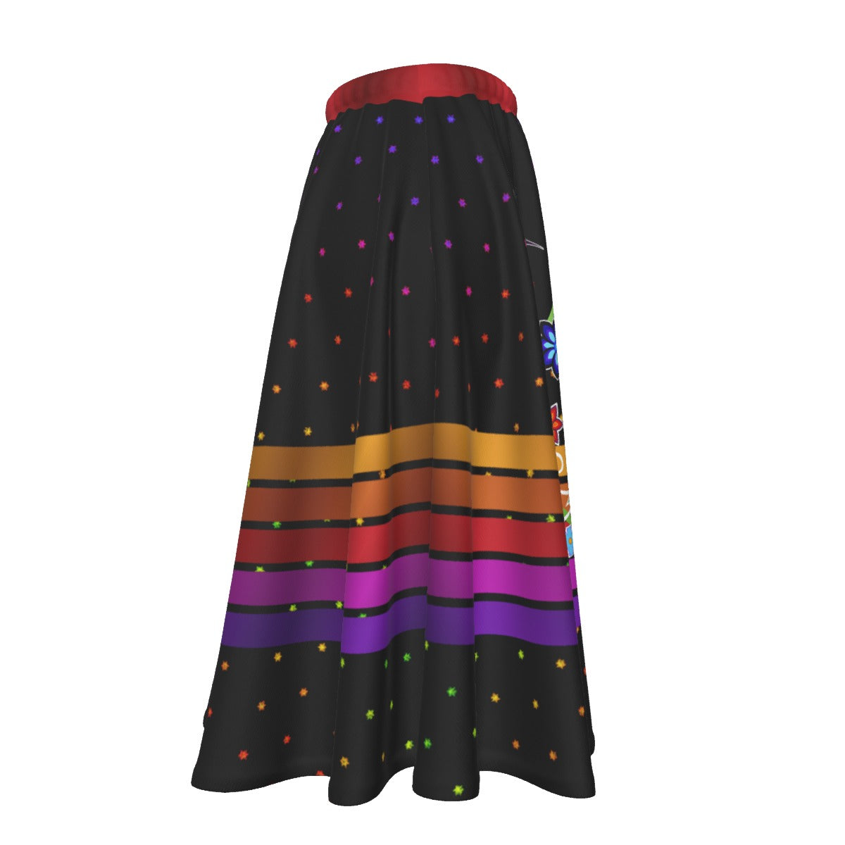 Floral Spark Women's Long Maxi Skirt With Pockets