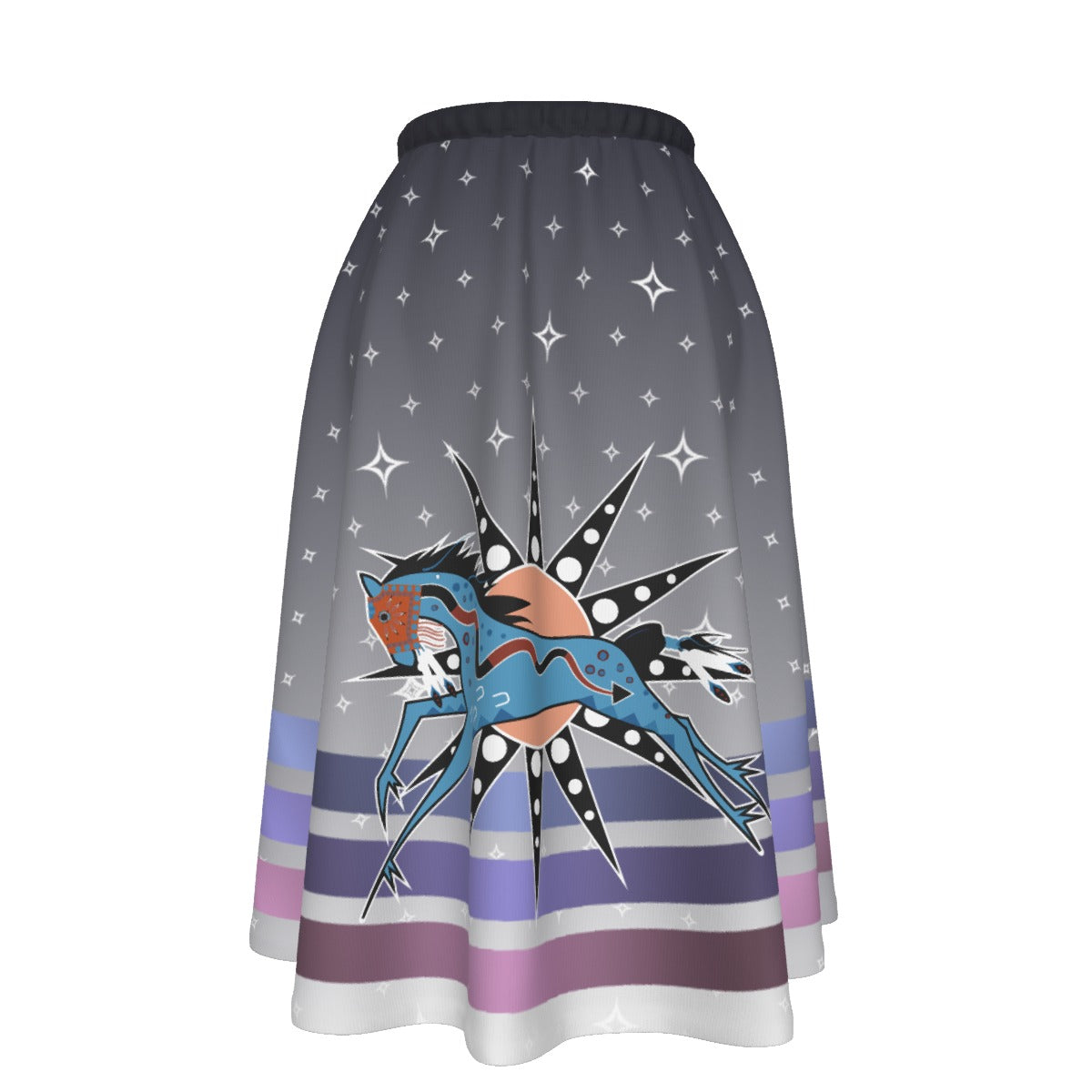Grey Sky Horse Women's Long Maxi-print-on-demand Skirt With Pockets