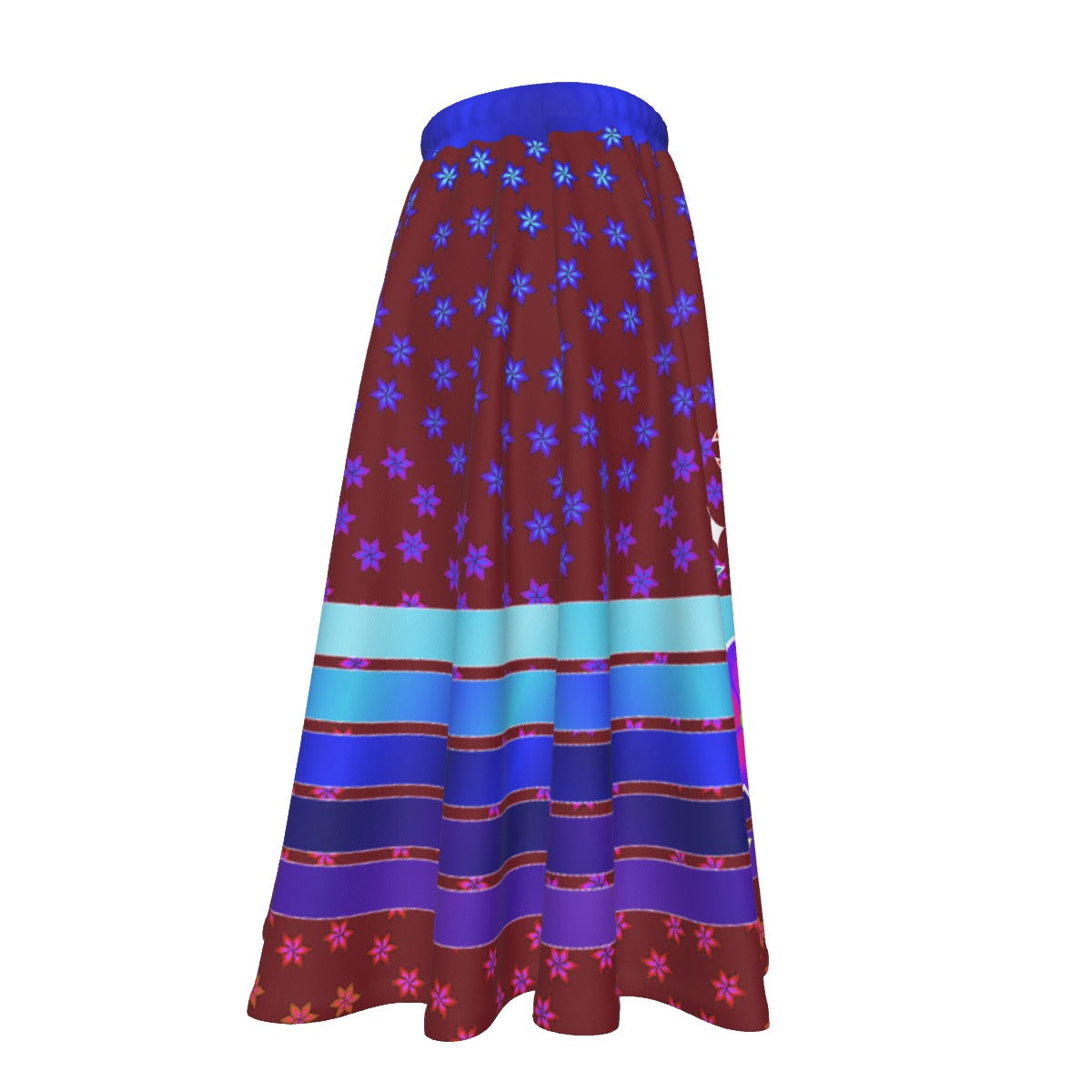 Floral Ribbon Women's Long Maxi Skirt With Pockets