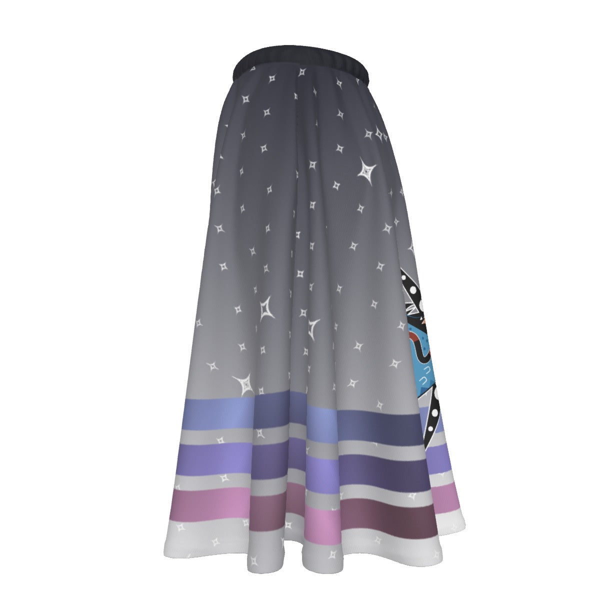 Grey Sky Horse Women's Long Maxi-print-on-demand Skirt With Pockets