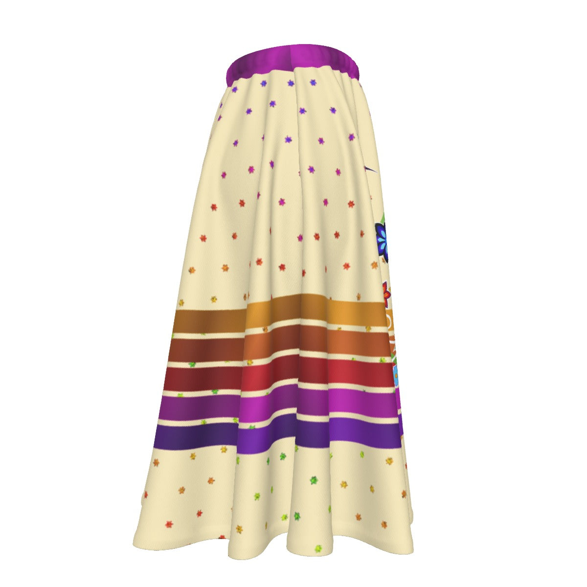 Floral Spark Women's Long Maxi Skirt With Pockets
