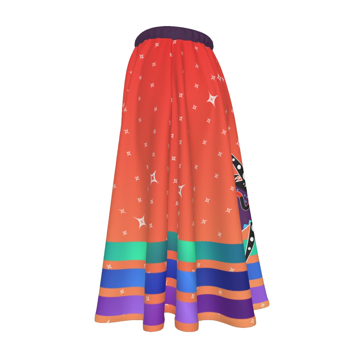 Grey Sky Horse Women's Long Maxi-print-on-demand Skirt With Pockets